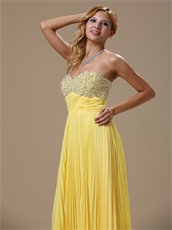 Featured Yellow Empire Waist Fully Pleat Skirt Prom Gowns Super Hot