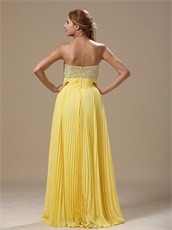 Featured Yellow Empire Waist Fully Pleat Skirt Prom Gowns Super Hot