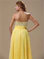 Featured Yellow Empire Waist Fully Pleat Skirt Prom Gowns Super Hot