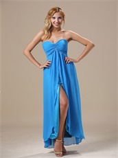 Corset Back Ankle-length Prom Gown Chiffon and Lining Double Slit