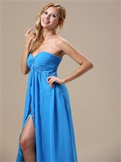 Corset Back Ankle-length Prom Gown Chiffon and Lining Double Slit