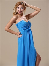 Corset Back Ankle-length Prom Gown Chiffon and Lining Double Slit