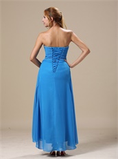 Corset Back Ankle-length Prom Gown Chiffon and Lining Double Slit