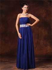 Appliques Decorate Belt Royal Blue Strapless New Arrival Prom Gowns
