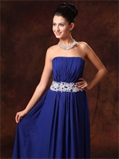 Appliques Decorate Belt Royal Blue Strapless New Arrival Prom Gowns