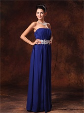 Appliques Decorate Belt Royal Blue Strapless New Arrival Prom Gowns