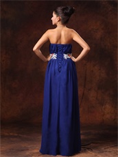 Appliques Decorate Belt Royal Blue Strapless New Arrival Prom Gowns