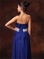 Appliques Decorate Belt Royal Blue Strapless New Arrival Prom Gowns