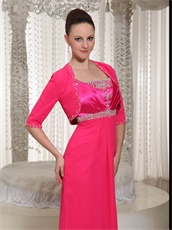 Spaghetti Straps Hot Pink Empire Mother Of Bride Dress and Jacket