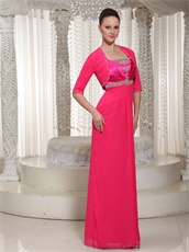 Spaghetti Straps Hot Pink Empire Mother Of Bride Dress and Jacket