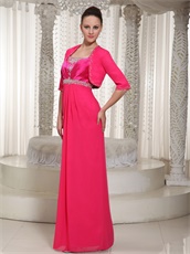 Spaghetti Straps Hot Pink Empire Mother Of Bride Dress and Jacket