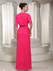 Spaghetti Straps Hot Pink Empire Mother Of Bride Dress and Jacket