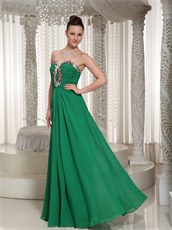 Sweetheart Custom Made Hunter Green Chiffon Prom Dress With Long Skirt
