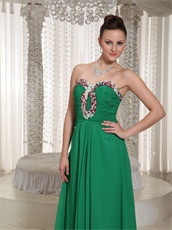 Sweetheart Custom Made Hunter Green Chiffon Prom Dress With Long Skirt