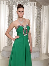 Sweetheart Custom Made Hunter Green Chiffon Prom Dress With Long Skirt