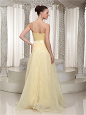 Strapless Floor-length Daffodil Organza Prom Dress With Colorful Petals