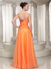 Hot Sell Classical Style Orange Organza Sweetheart Prom Dress Appliques