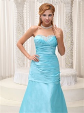 Beautiful A-line Aqua Blue Long Prom Dress For Friend's Weeding Wear