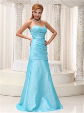 Beautiful A-line Aqua Blue Long Prom Dress For Friend's Weeding Wear