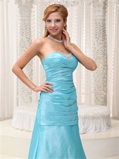 Beautiful A-line Aqua Blue Long Prom Dress For Friend's Weeding Wear