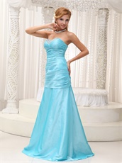 Beautiful A-line Aqua Blue Long Prom Dress For Friend's Weeding Wear