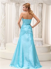Beautiful A-line Aqua Blue Long Prom Dress For Friend's Weeding Wear