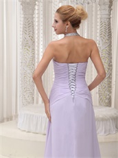 Lavender Halter High Fork Chiffon Evening Party Dress Captivating