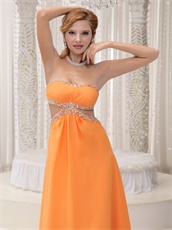 Sexy Orange Empire Custom Made Prom Dress For Social Dance Party