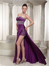 Online Eggplant Purple Prom Dresses Side Slit Long Skirt With Mini Lining