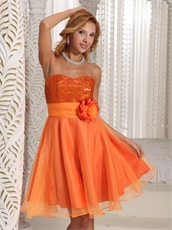 Lovely Strapless Bright Orange Prom Dress Plus Size Custom Tailor Free