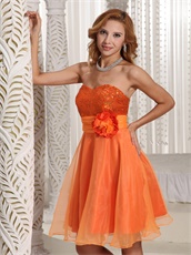 Lovely Strapless Bright Orange Prom Dress Plus Size Custom Tailor Free