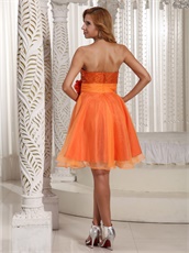 Lovely Strapless Bright Orange Prom Dress Plus Size Custom Tailor Free