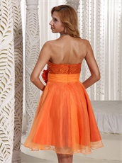 Lovely Strapless Bright Orange Prom Dress Plus Size Custom Tailor Free