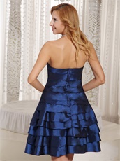 Cascade Layers Navy Blue Taffeta Homecoming Dress Simple