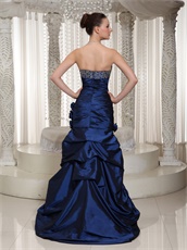 Taffeta Royal Blue Sweetheart Girl Prom Dress With High-low Show Both Legs