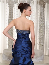 Taffeta Royal Blue Sweetheart Girl Prom Dress With High-low Show Both Legs