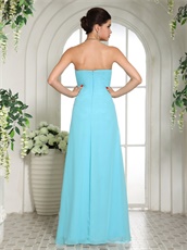 Brilliant Aqua Blue Prom Dress Left Slit Design For Formal Evening