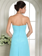 Brilliant Aqua Blue Prom Dress Left Slit Design For Formal Evening