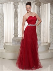 Floor-length Soft Wine Red Tulle Sweetheart Prom Dress Discount Under 100