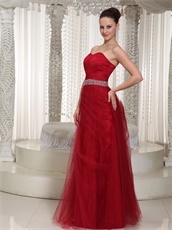 Floor-length Soft Wine Red Tulle Sweetheart Prom Dress Discount Under 100