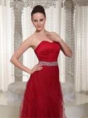 Floor-length Soft Wine Red Tulle Sweetheart Prom Dress Discount Under 100