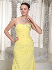 Polite Yellow Chiffon Sweetheart Prom Dress For Teenage Girl Greaduation