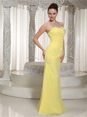 Polite Yellow Chiffon Sweetheart Prom Dress For Teenage Girl Greaduation