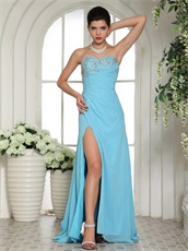 Aqua Blue Chiffon Latest Prom Dress Can be Customized Plus Size