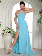 Aqua Blue Chiffon Latest Prom Dress Can be Customized Plus Size