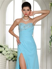 Aqua Blue Chiffon Latest Prom Dress Can be Customized Plus Size