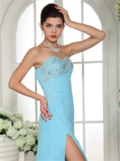 Aqua Blue Chiffon Latest Prom Dress Can be Customized Plus Size