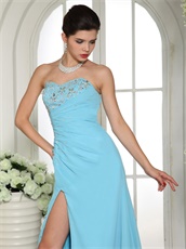 Aqua Blue Chiffon Latest Prom Dress Can be Customized Plus Size