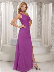 Sexy High Slit One Shoulder Long Prom Dress Medium Orchid