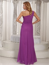 Sexy High Slit One Shoulder Long Prom Dress Medium Orchid